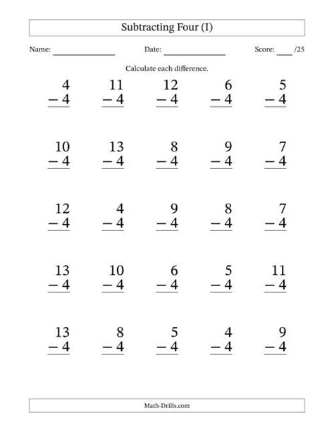 Subtracting Four.